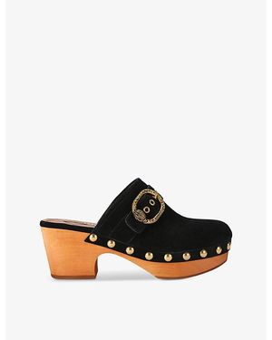 Kurt Geiger Mayfair Crystal-Embellished Suede Heeled Clogs - Black