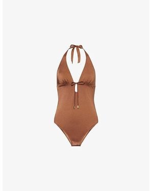 Heidi Klein Halterneck Drawstring Swimsuit - Brown