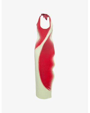 Ph5 Noah Halterneck Knitted Midi Dress - Red