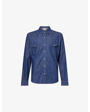 Austin Post Chambray Western Denim Shirt - Blue