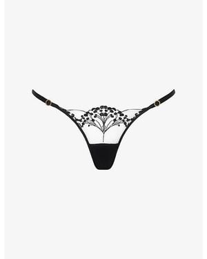 Bluebella Marisa Embroidered Mesh Thong - Black