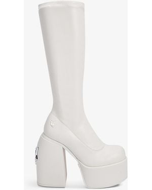 Naked Wolfe Spice Faux-leather Knee-thigh Heeled Boots - White