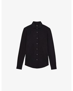 Reiss Dasilva Long-Sleeve Cotton-Piqué Shirt - Black