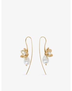 Maje Fine Flower-Tone Brass Drop Earrings - Metallic
