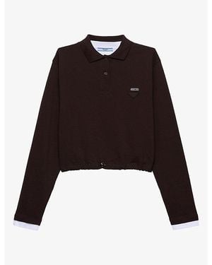 Prada Logo-Embroidered Cotton-Jersey Polo Shirt - Black