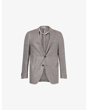 Corneliani Herringbone Notch-Lapel Linen-And-Wool Jacket - Gray