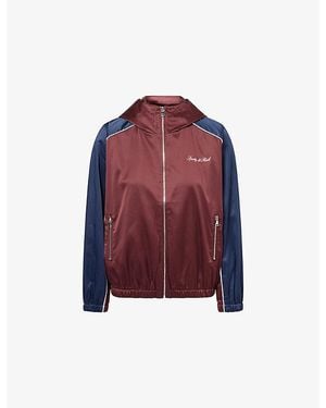 Sporty & Rich Signature-Logo Mesh Woven Gym Jacket - Red