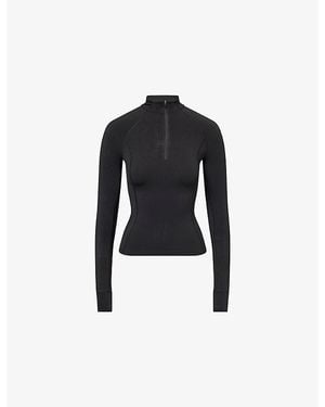 ADANOLA Ultimate Half-Zip Stretch-Woven Top - Black