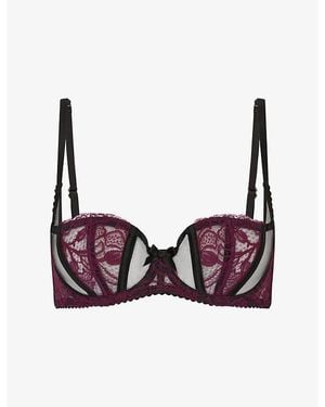 Agent Provocateur Clarissa Floral Lace And Mesh Underwired Bra - Purple