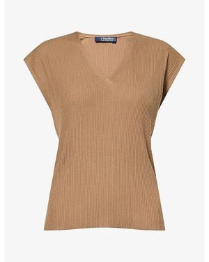 Max Mara V-Neck Ribbed Virgin-Wool Vest - Natural