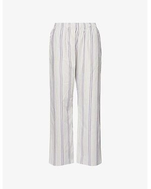 Hanro Sleep & Lounge Striped Cotton-Poplin Pyjama Bottoms - White