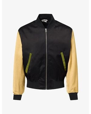 JW Anderson Contrast Colour-Block Silk And Satin Bomber Jacket - Black
