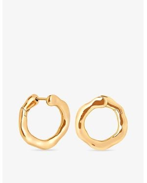 Astrid & Miyu Molten Orbit Large 18Ct-Plated Brass Hoop Earrings - Metallic