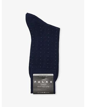 FALKE Tiago Dotted Line Cotton-Blend Socks - Blue