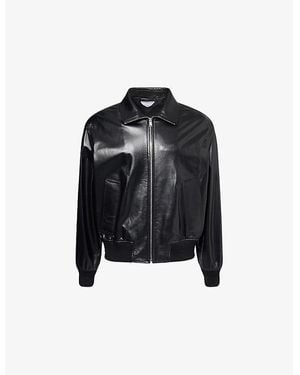 Bottega Veneta Blouson-Sleeve Regular-Fit Nappa-Leather Jacket - Black