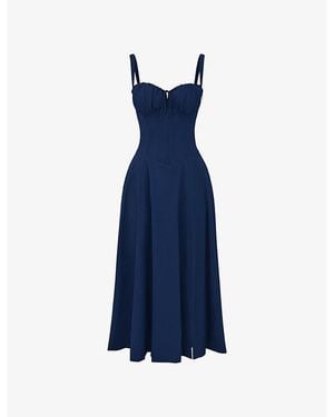 House Of Cb Carmen Sleeveless Cotton-Blend Midi Dress - Blue
