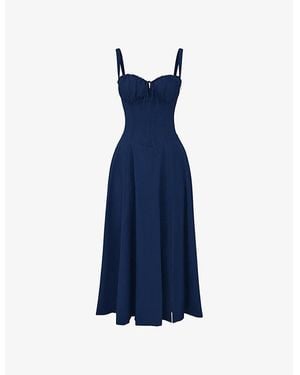 House Of Cb Carmen Sleeveless Cotton-Blend Midi Dress - Blue