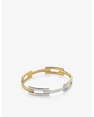 Monica Vinader Signature Link 18Ct-Plated Vermeil Sterling- And 0.62Ct Pavé-Set Lab-Grown Diamond Bangle - Metallic