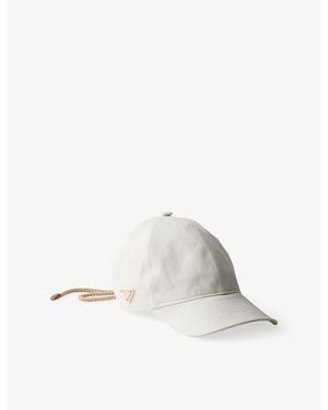 Prada Lace-Up Satin And Cotton Baseball Cap - White