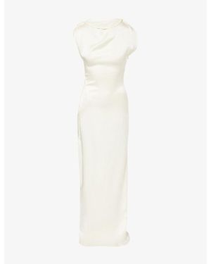 Victoria Beckham Rad Split-Sides Satin Maxi Dress - White