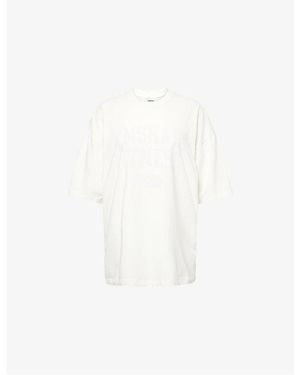 GYMSHARK Varsity Text-Print Stretch-Cotton T-Shirt - White