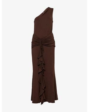 Pretty Lavish Celina Draped Stretch-Jersey Maxi Dress - Brown