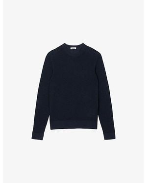 Sandro Textured Crewneck Cotton Knitted Jumper - Blue