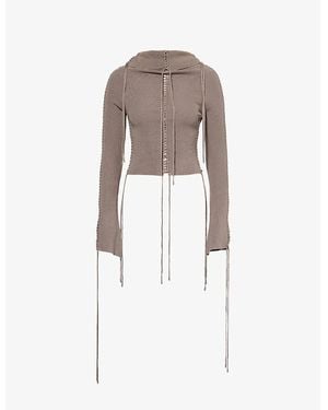 Jaded London Vargo Lace-Up Woven-Blend Top - White
