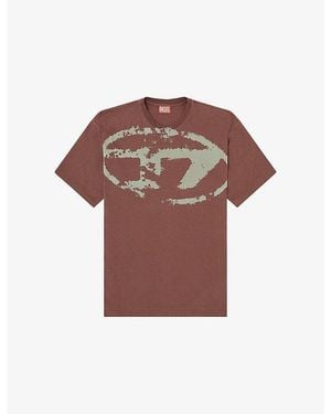 DIESEL T-Boxt-N14 Flock-Logo Cotton-Jersey T-Shirt - Brown