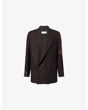 Dries Van Noten Bishop Embroidered 2196 Wool Jacket - Black