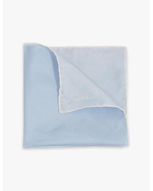 Reiss Ceremony Contrast-Piping Silk Pocket Square - Blue