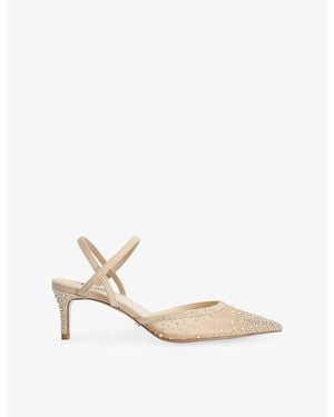 Dune Charismatic Rhinestone-Embellished Mesh Courts - White