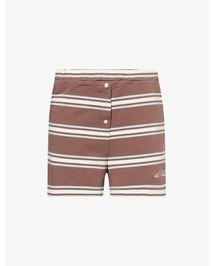 4th & Reckless Emily Striped Stretch-Cotton Shorts - Brown