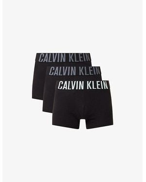 Calvin Klein Wht,Aerial,Turb Intense Power Pack Of Three Cotton-Jersey Trunks - Black