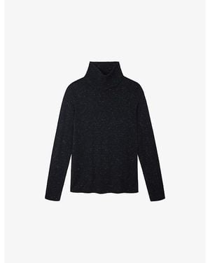 The White Company Sparkle Funnel-Neck Cotton-Blend Jumper - Blue