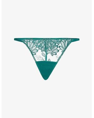 Bluebella Amaris Mid-Rise Lace Thong - Blue