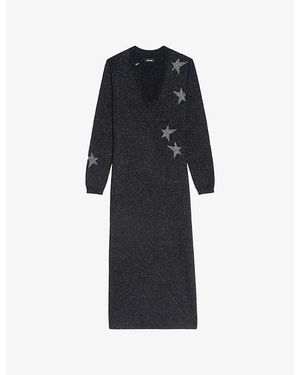 Zadig & Voltaire Stelly Star-Motif Wool-Blend Maxi Dress - Black