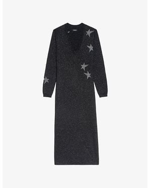 Zadig & Voltaire Stelly Star-Motif Wool-Blend Maxi Dress - Black