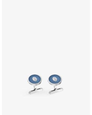 Cartier Double C De Palladium-Plated Sterling- And Lacquer Cufflinks - Blue