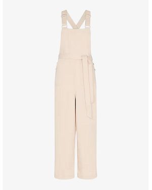 Whistles Blake Sleeveless Cotton Dungarees - Natural