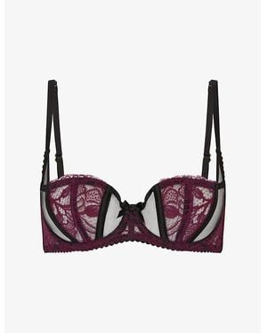 Agent Provocateur Clarissa Floral Lace And Mesh Underwired Bra - Purple