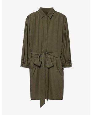 AllSaints Noora Belted-Waist Silk-Blend Mini Dress - Green
