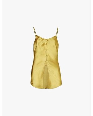 Holzweiler Emilia Button-Front Satin Camisole Top - Yellow