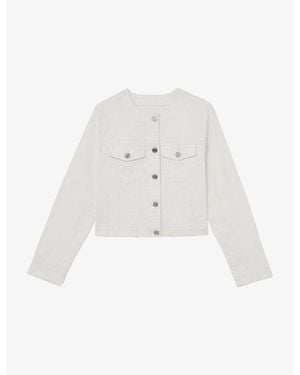 Reiss Medora Round-Neck Denim Jacket - White