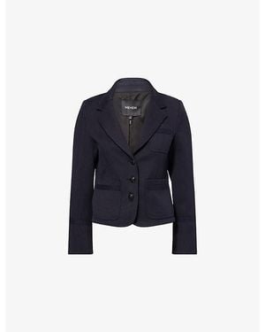 ME+EM Herringbone Cropped Cotton-Blend Jacket - Blue
