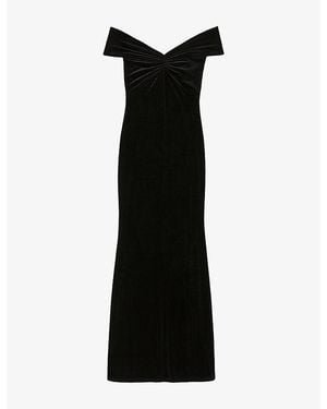 Ro&zo Lia Off-Shoulder Velvet Maxi Dress - Black
