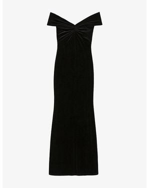Ro&zo Lia Off-Shoulder Velvet Maxi Dress - Black