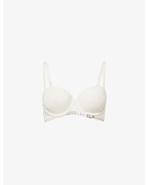 Calvin Klein Attraction Light Line Lace-Trim Stretch-Woven Balconette Bra - White