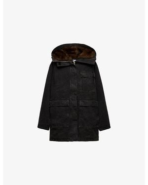 Prada Garment-Dyed Cotton Canvas Parka Coat - Black