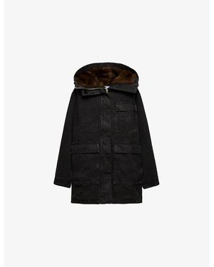 Prada Garment-Dyed Cotton Canvas Parka Coat - Black
